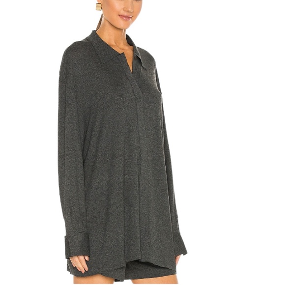 NORMA KAMALI DARK GRAY OVERSIZED BOYFRIEND NK SHIRT - NWT - Picture 3 of 16
